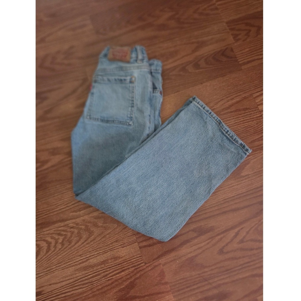 Levis Kids Wide Leg Cargo Jeans Light Wash Denim Size 10 Adjustable Waist